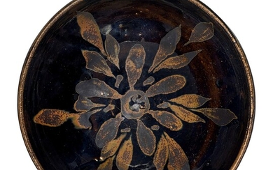 A RUSSET-PAINTED BLACK-GLAZED 'SNOWFLAKE' BOWL SONG DYNASTY | 宋 黑釉鏽斑花盞