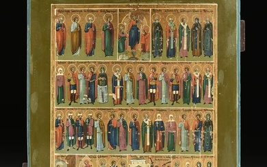 A RUSSIAN ICON OF MENAION FOR DECEMBER, 19TH CENTURY