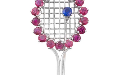 A Ruby, Sapphire and Diamond Novelty Brooch realistically modelled as...