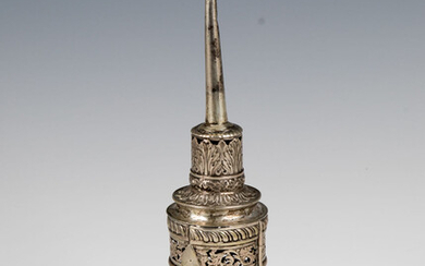 A SILVER SPICE TOWER. Germany, 19th century. On a...