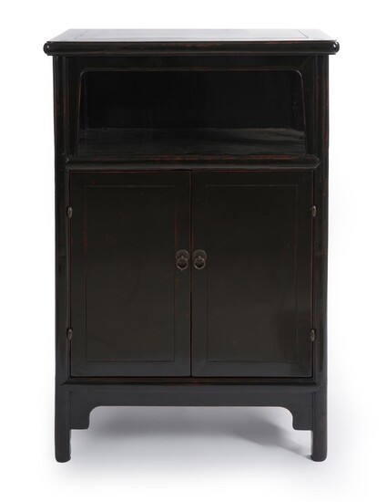 A SMALL CHINESE BLACK LACQUERED BOOK CABINET QING DYNASTY (1644-1912), CIRCA 19TH CENTURY