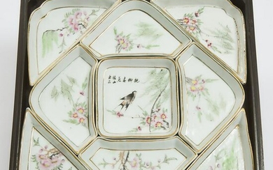 A Set of Nine Famille Rose 'Floral' Sweetmeat Dishes