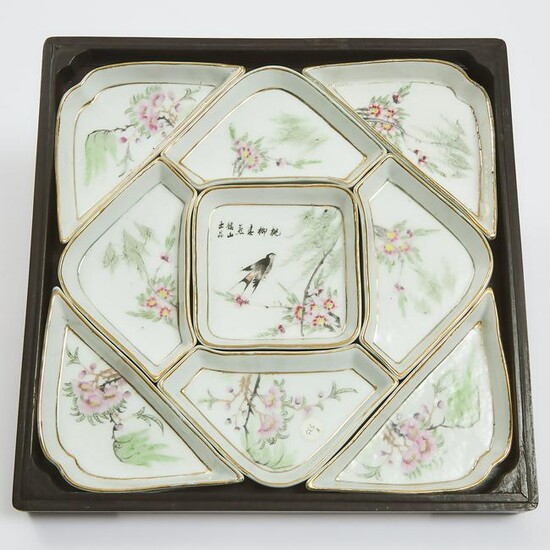 A Set of Nine Famille Rose 'Floral' Sweetmeat Dishes