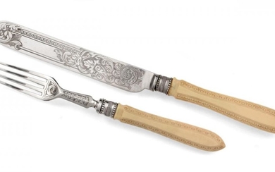 A Set of Victorian Silver-Mounted Ivory Fruit-Knives and Fruit-Forks, by...