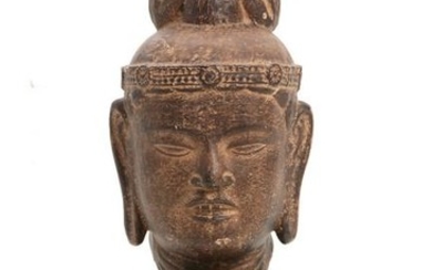 A Southeast Asian plaster head of Bodhisattva