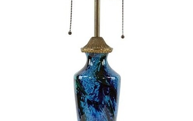 A Steuben Moss Agate Table Lamp.