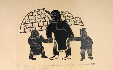 A THOMASSEE ECHALOOK ETCHING, AN ESKIMO FAMILY