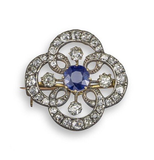 A Victorian sapphire and diamond quatrefoil brooch, the...