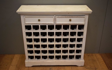 A WHITE PAINTED TWO DRAWER 48 BOTTLE CAPACITY UNIT (101H X 108W X 37D CM)