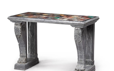A William IV grey marble console table with a specimen marble top, circa 1830
