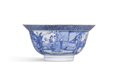 A blue and white bowl, Mark and period of Kangxi | 清康熙 青花人物故事圖盌 《大清康熙年製》款, A blue and white bowl, Mark and period of Kangxi | 清康熙 青花人物故事圖盌 《大清康熙年製》款
