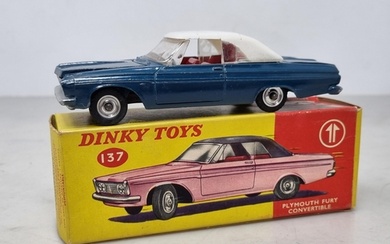 A boxed Dinky Toys No.137 dark blue Plymouth Fury Convertibl...