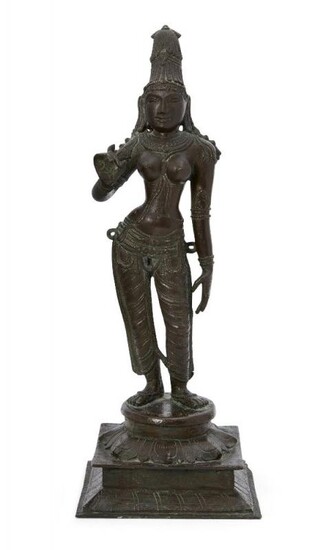A bronze figure of the goddess Parvati,...
