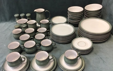 A contemporary eight-piece Denby stoneware dinner & tea service decorated...