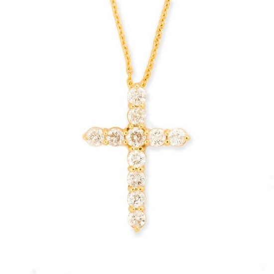 A diamond and eighteen karat gold pendant necklace