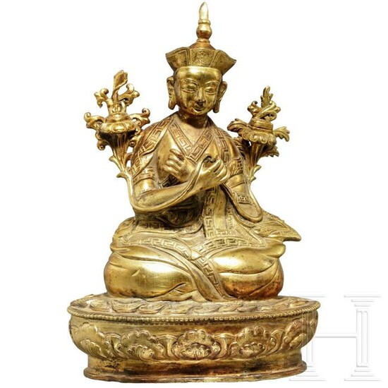 A gilded Sino-Tibetan Lama statuette, 19th - 20th