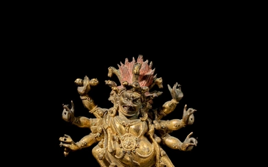 A gilt-copper alloy figure of Hayagriva, Qing dynasty, 18th century
