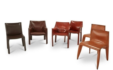 A group of Mario Bellini for Cassina "Cab" chairs Circa 1970s-1980s; Italy Largest: 31" H x 26" W x