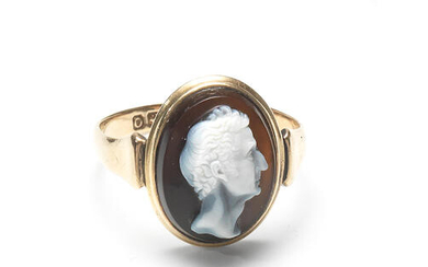 A hardstone cameo of a man,, 19th century