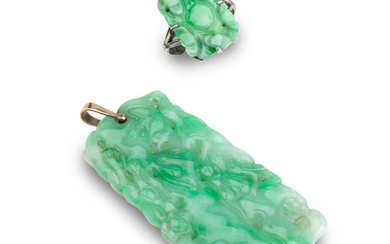 A jadeite pendant and a jadeite ring