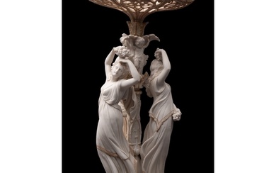 A large 19th century Parian ware centrepiece heightened in g...