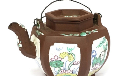 A large Chinese Yixing zisha teapot