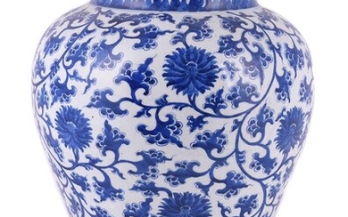A large Chinese blue and white jar
