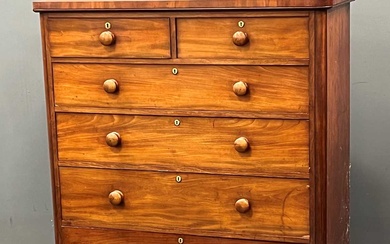 A large Victorian mahogany chest of drawers, with knob handles, 136 x 123 x 56cm