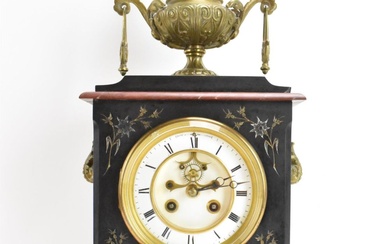 A late 19th century French marble mantle clock, the...