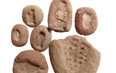 A lot of 7 Egyptian terracotta molds, New Kingdom