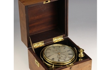 A mahogany cased brass marine chronometer signed J Bywater, ...