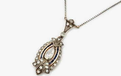 A necklace with diamonds and sapphires