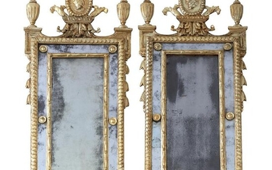 A pair of Italian Neoclassical giltwood girandoles