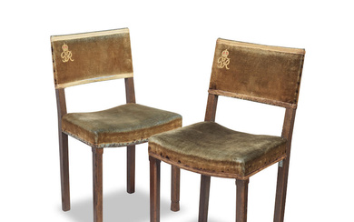 A pair of King George VI limed-oak Coronation chairs, 1937