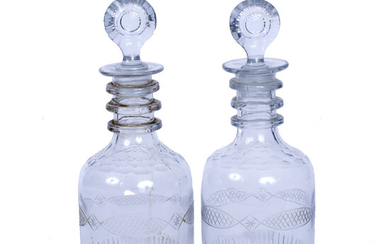 A pair of early 19th century Irish mould blown triple...