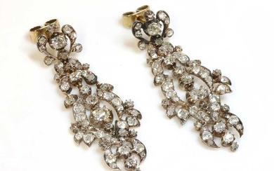 A pair of late Georgian diamond set drop earrings