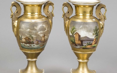 A pair of ornamental vases with s