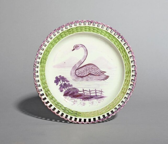 A rare Swansea pearlware plate c.1830, painted to...