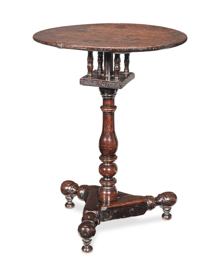 A rare William & Mary joined oak tripod pedestal table, circa 1690