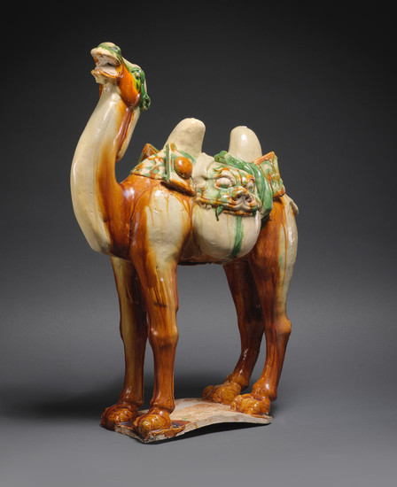 A rare and large sancai-glazed model of a Bactrian camel