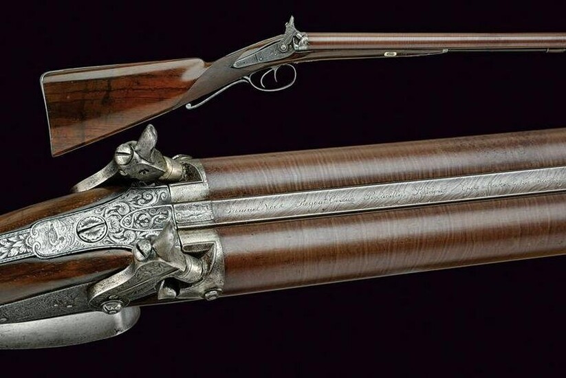 A rare double-barrelled percussion gun by Samuel Nock