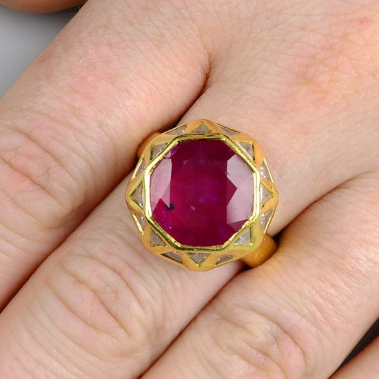 A ruby and diamond 'Sacred Shapes' ring, attributed to