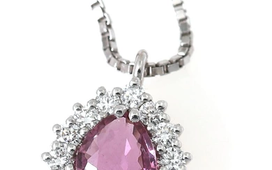 A ruby necklace set with a pear-shaped ruby weighing app. 0.74 ct....