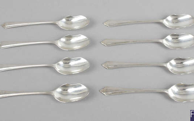 A set of Scottish silver egg spoons, together with a set of silver coffee spoons.