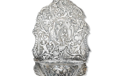 A silver holy water stoup Probably Hanau, circa 1900