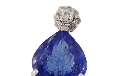A tanzanite pendant set with a pear-shaped tanzanite weighing app. 4.75 ct....