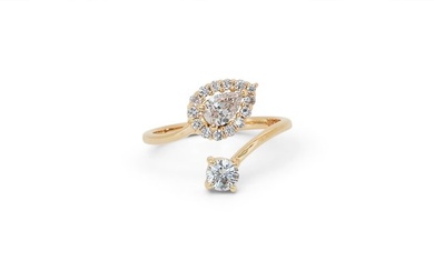 AIG Lab Report - 0.80 total carat natural diamonds - 18 kt. Pink gold - Ring - 0.35 ct Diamond - Diamonds