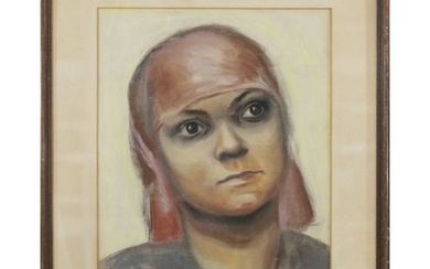 ALLEN FUNT, Pastel Portrait of a Woman in Head Scarf