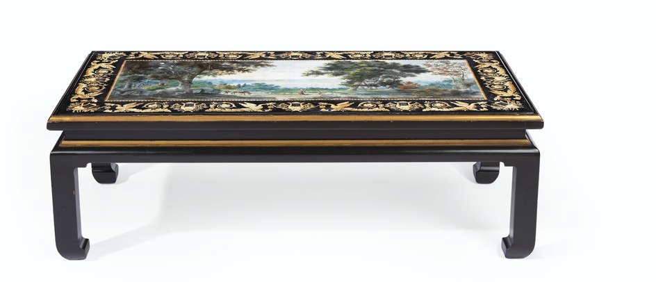 AN ITALIAN POLYCHROME-DECORATED SCAGLIOLA TABLE TOP, SECOND QUARTER 19TH CENTURY
