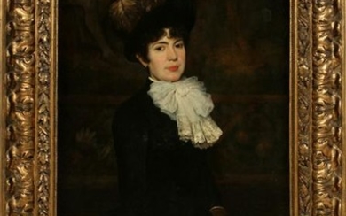 ANGELO TRENTIN, OIL ON CANVAS, PORTRAIT OF A WOMAN